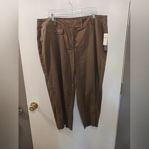 Coldwater Creek Womens Size 20 Brown Crop Pants Ivy Sateen NWT